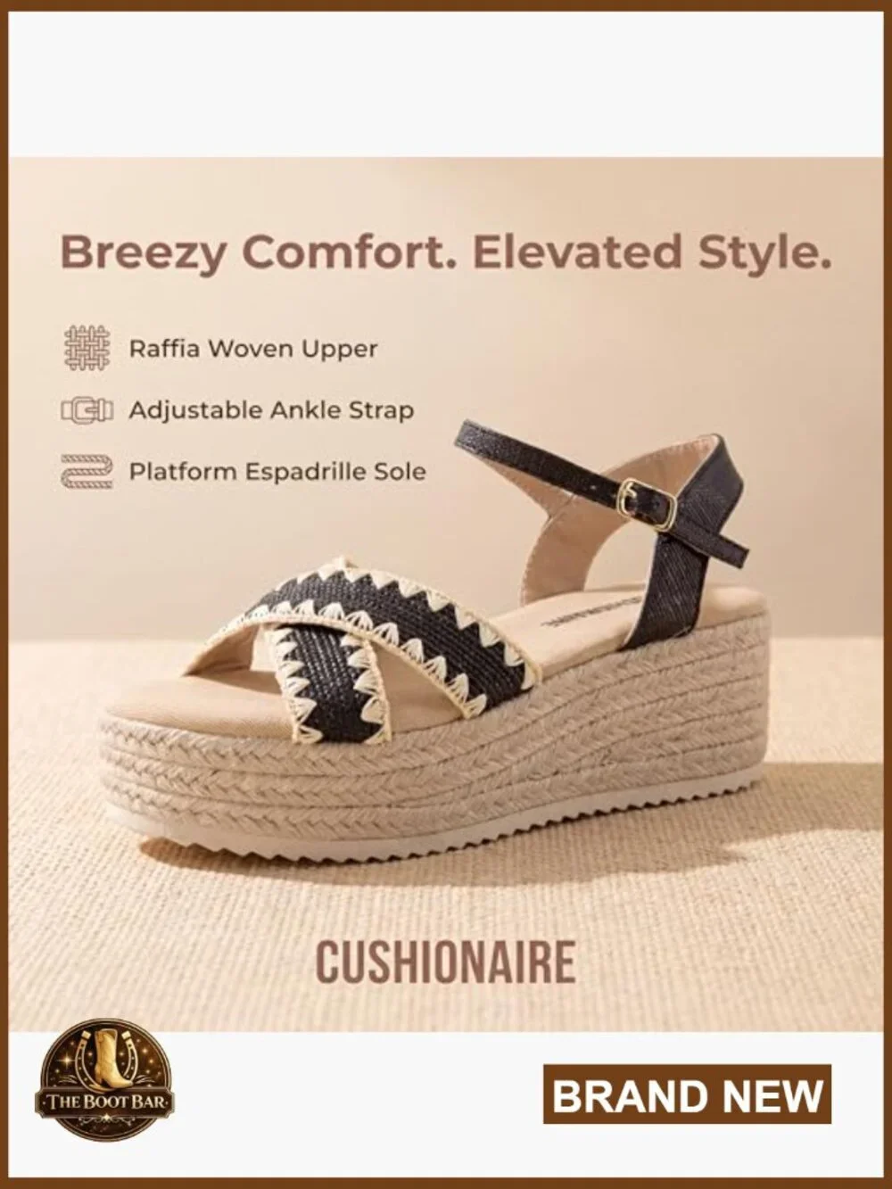 Woven Espadrille Platform Sandals Open Toe Adjustable Ankle Strap Women's